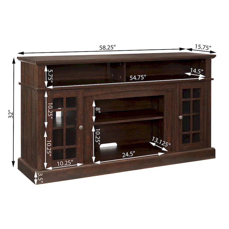 Mobile TV da 58,25" con vani aperti e chiusi per TV fino a 65"