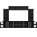 Mobile Soggiorno da Parete con Consolle TV, Elementi Verticali e Ponte per TV Fino a 70"