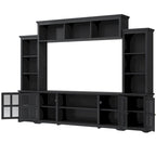 Mobile Soggiorno da Parete con Consolle TV, Elementi Verticali e Ponte per TV Fino a 70"