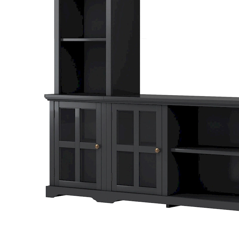 Mobile Soggiorno da Parete con Consolle TV, Elementi Verticali e Ponte per TV Fino a 70"
