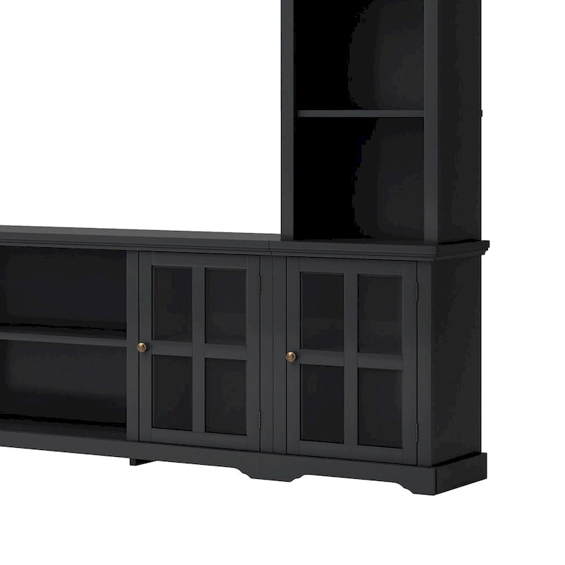 Mobile Soggiorno da Parete con Consolle TV, Elementi Verticali e Ponte per TV Fino a 70"
