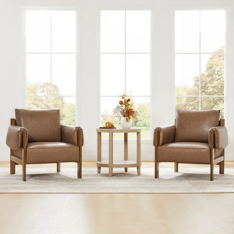 Poltrona di design moderno imbottita con gambe in legno