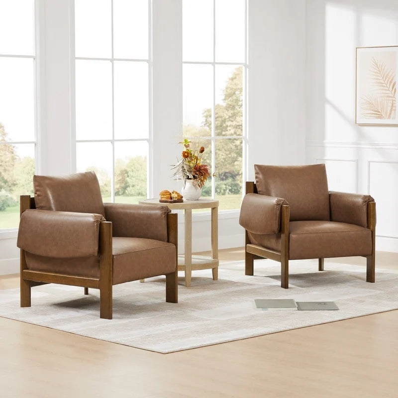 Poltrona di design moderno imbottita con gambe in legno