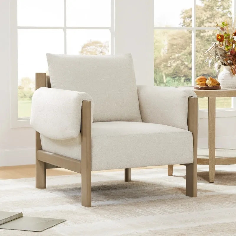 Poltrona di design moderno imbottita con gambe in legno