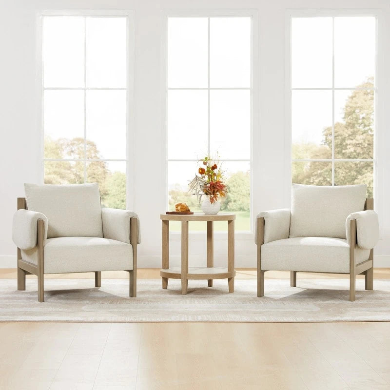 Poltrona di design moderno imbottita con gambe in legno