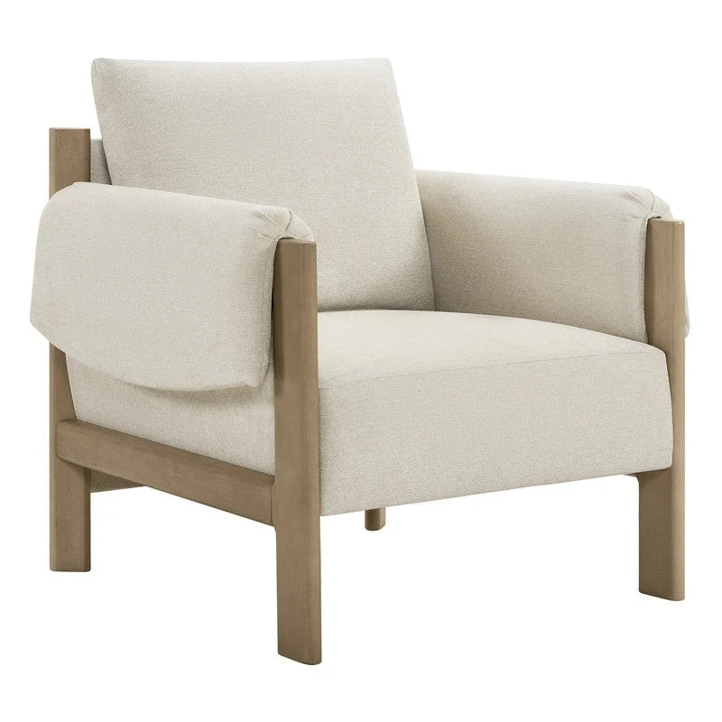 Poltrona di design moderno imbottita con gambe in legno