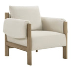 Poltrona di design moderno imbottita con gambe in legno