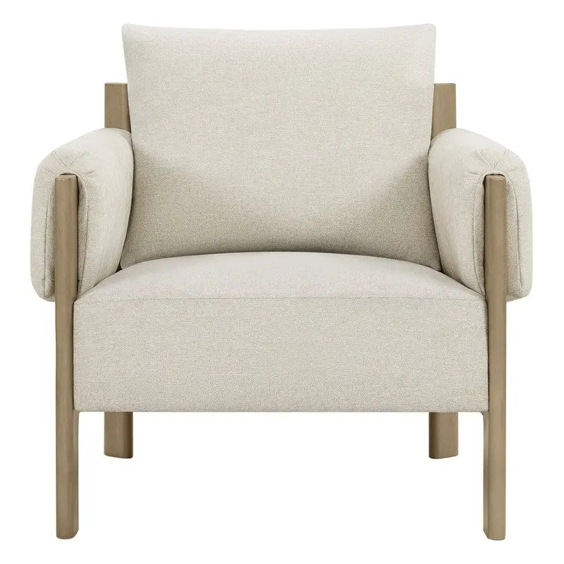 Poltrona di design moderno imbottita con gambe in legno