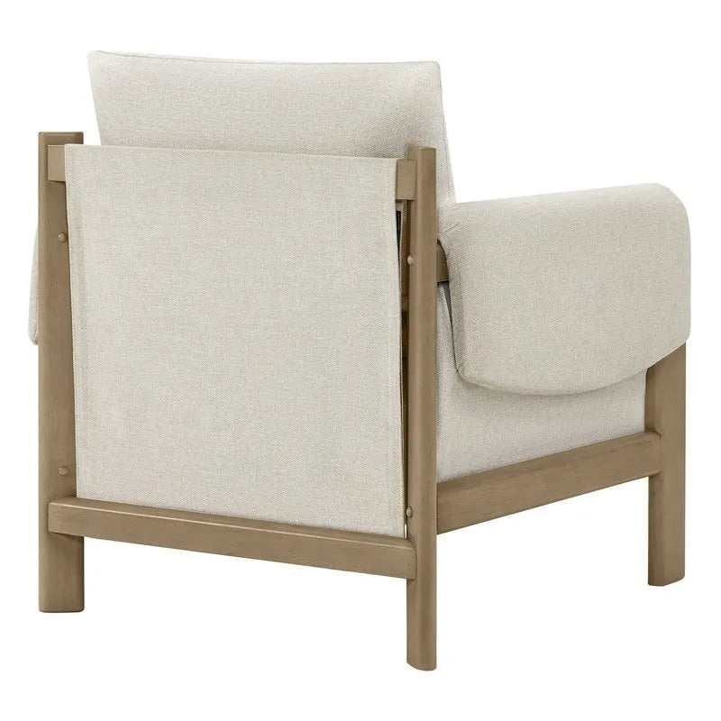 Poltrona di design moderno imbottita con gambe in legno