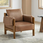 Poltrona di design moderno imbottita con gambe in legno