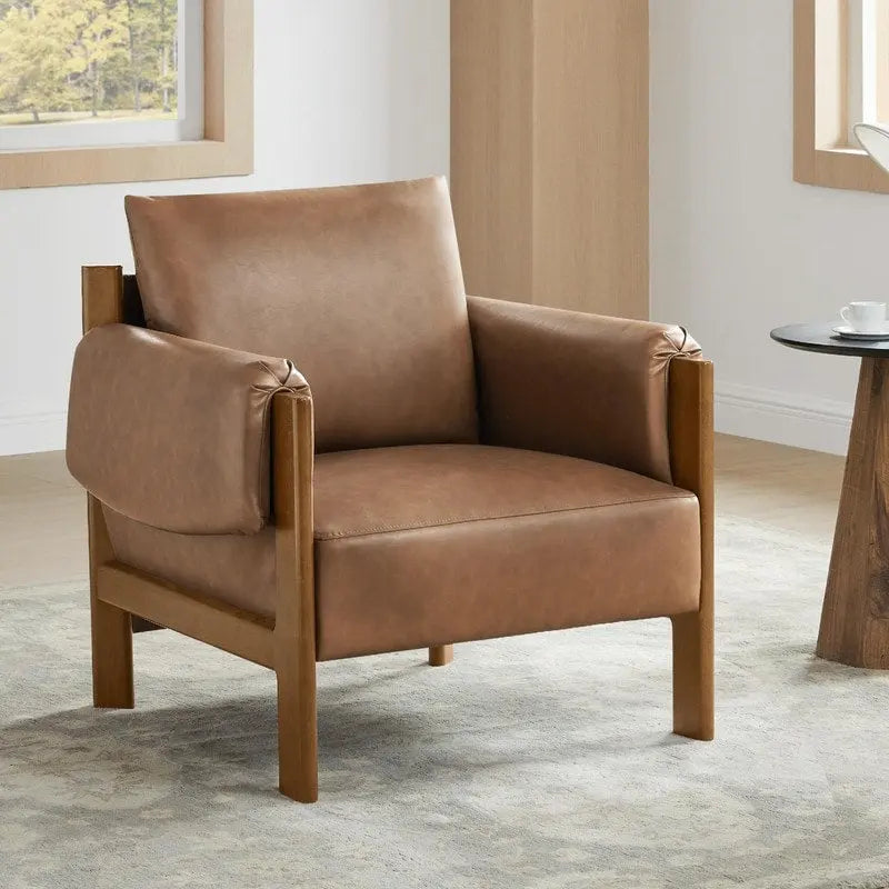 Poltrona di design moderno imbottita con gambe in legno