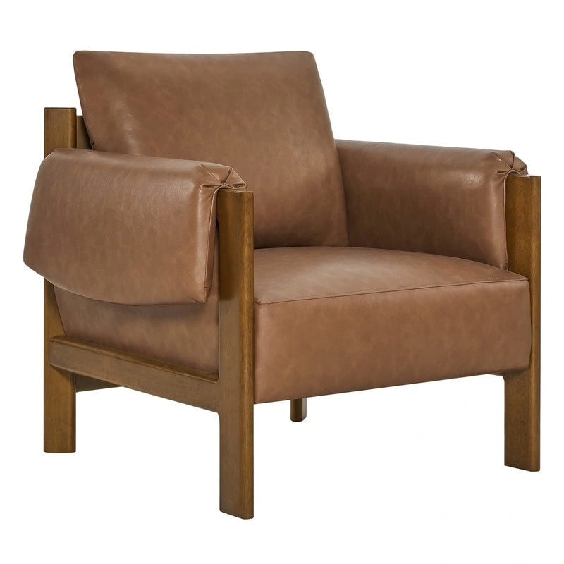 Poltrona di design moderno imbottita con gambe in legno