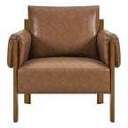 Poltrona di design moderno imbottita con gambe in legno