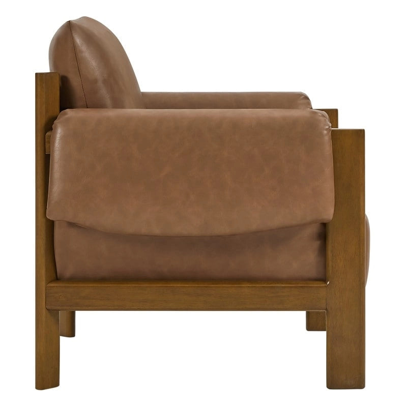 Poltrona di design moderno imbottita con gambe in legno