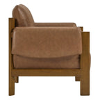 Poltrona di design moderno imbottita con gambe in legno