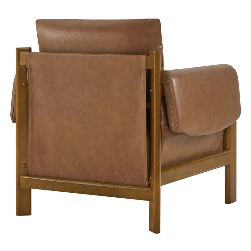 Poltrona di design moderno imbottita con gambe in legno