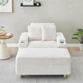 Poltrona singola con braccioli portaoggetti e pouf, 145 cm