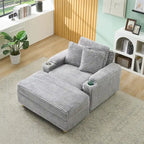 Poltrona singola con braccioli portaoggetti e pouf, 145 cm