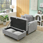 Poltrona singola con braccioli portaoggetti e pouf, 145 cm