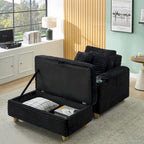 Poltrona singola con braccioli portaoggetti e pouf, 145 cm