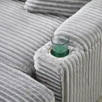 Poltrona singola con braccioli portaoggetti e pouf, 145 cm