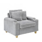 Poltrona singola con braccioli portaoggetti e pouf, 145 cm