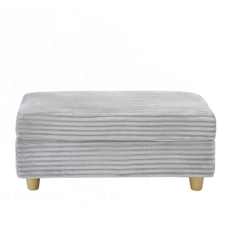 Poltrona singola con braccioli portaoggetti e pouf, 145 cm