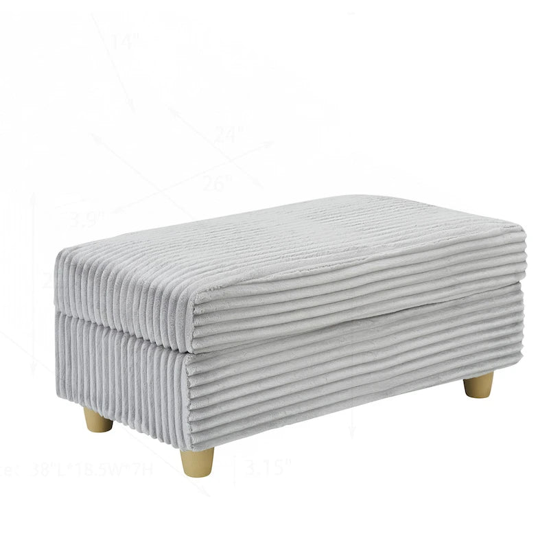 Poltrona singola con braccioli portaoggetti e pouf, 145 cm