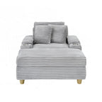 Poltrona singola con braccioli portaoggetti e pouf, 145 cm