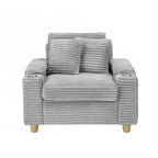 Poltrona singola con braccioli portaoggetti e pouf, 145 cm
