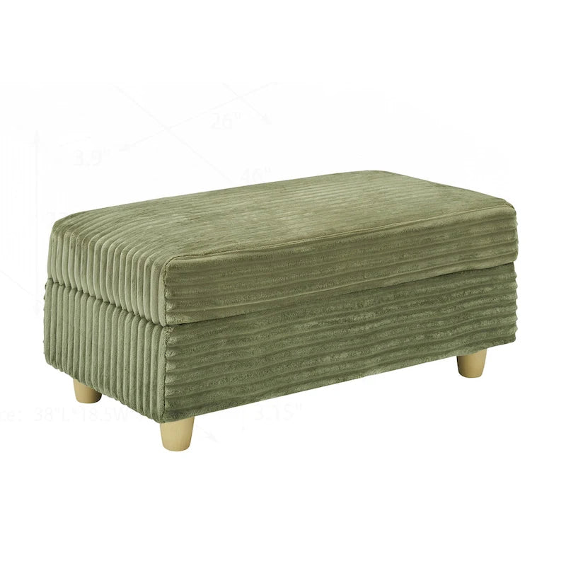 Poltrona singola con braccioli portaoggetti e pouf, 145 cm