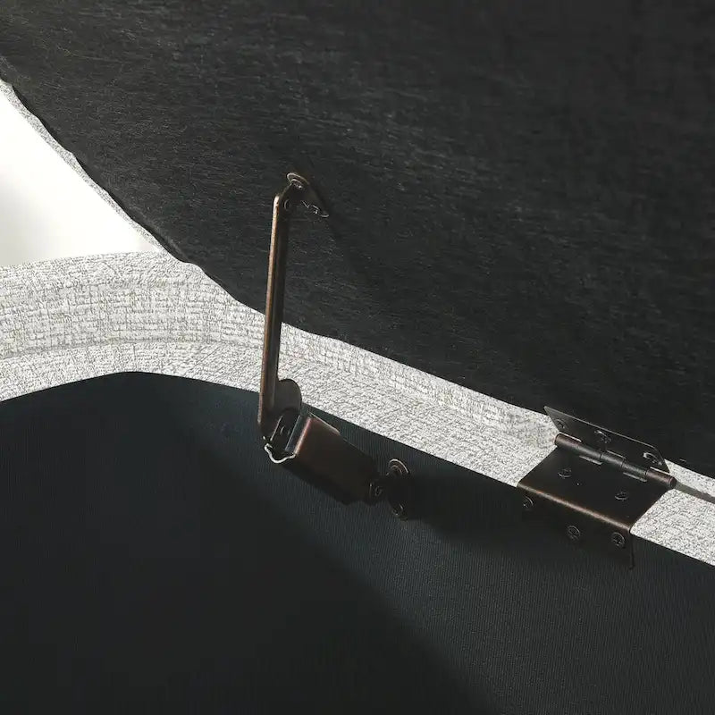 Panca contenitore imbottita con tessuto in lino e cuscino in schiuma