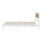 Struttura letto a piattaforma con testiera in rattan e supporto a doghe in legno