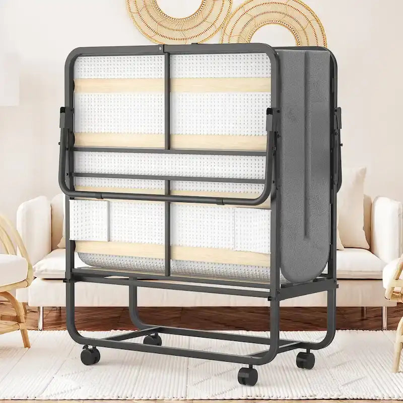 Lettino Pieghevole Portatile con Materasso in Memory Foam e Ruote