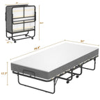 Lettino Pieghevole Portatile con Materasso in Memory Foam e Ruote