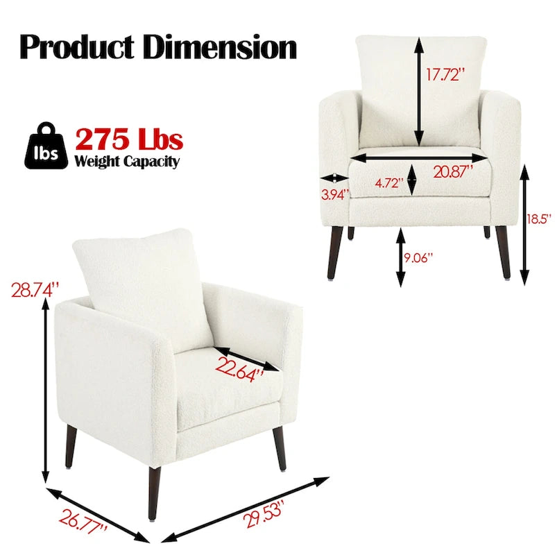 Poltrona a botte con gambe in legno e cuscino lombare