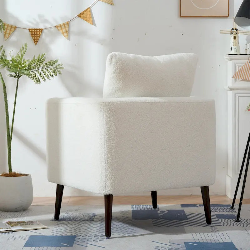 Poltrona a botte con gambe in legno e cuscino lombare