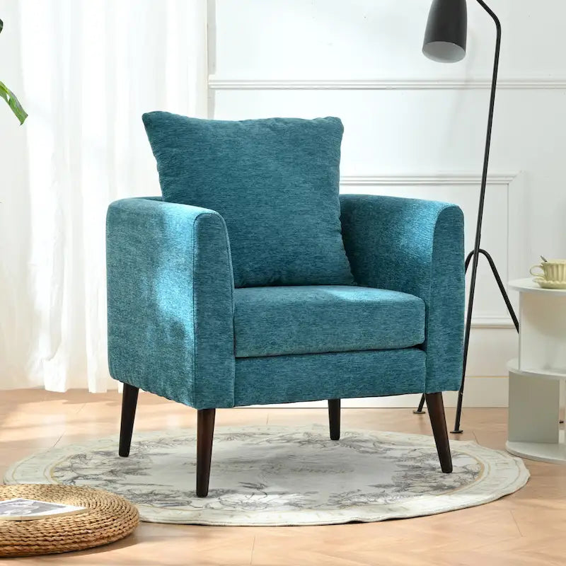 Poltrona a botte con gambe in legno e cuscino lombare