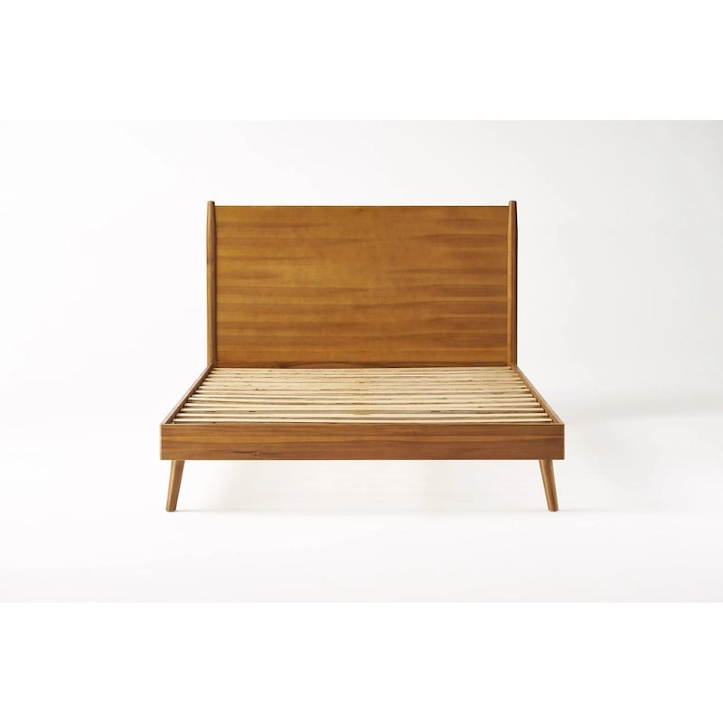 Letto matrimoniale king-size con piattaforma in legno di acacia con gambe oblique