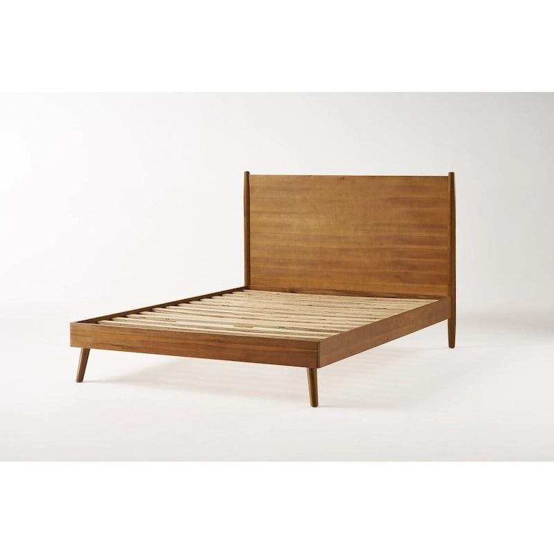 Letto matrimoniale king-size con piattaforma in legno di acacia con gambe oblique