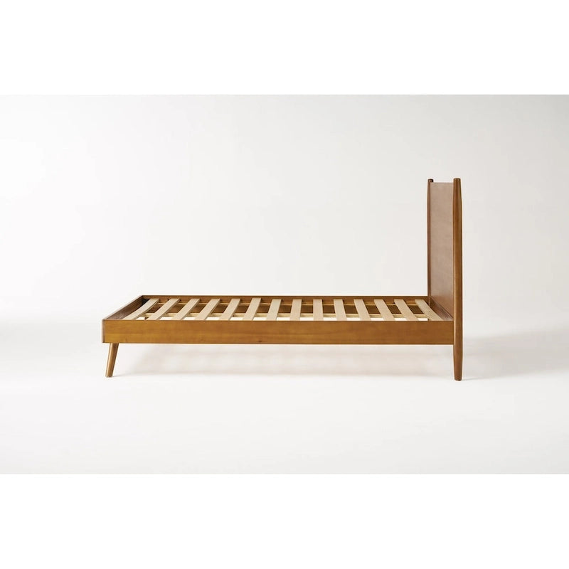 Letto matrimoniale king-size con piattaforma in legno di acacia con gambe oblique