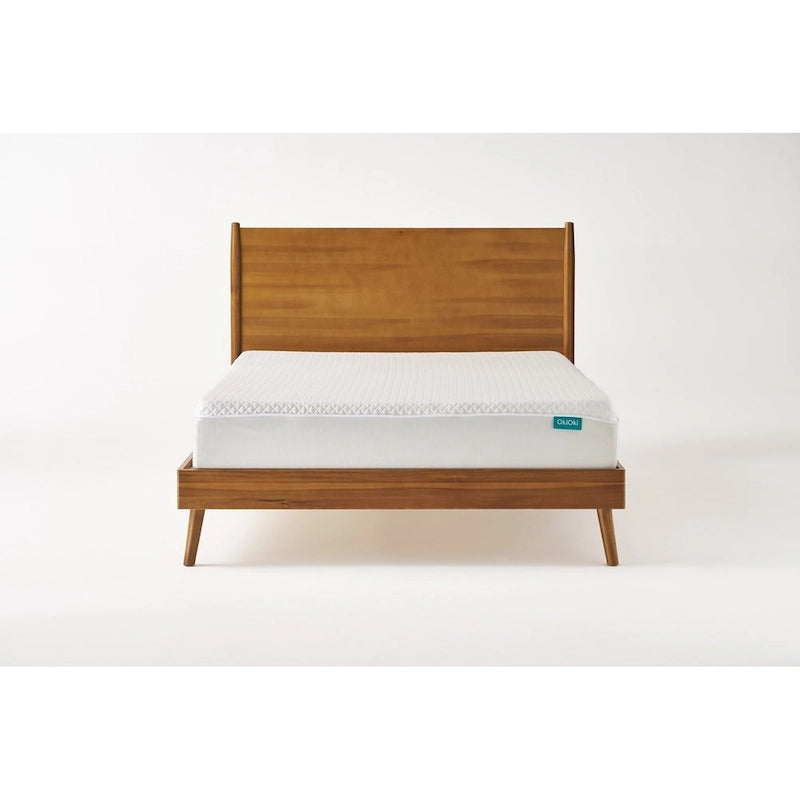 Letto matrimoniale king-size con piattaforma in legno di acacia con gambe oblique