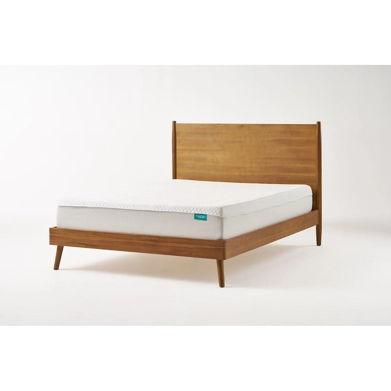 Letto matrimoniale king-size con piattaforma in legno di acacia con gambe oblique