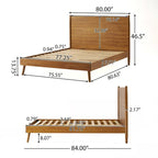 Letto matrimoniale king-size con piattaforma in legno di acacia con gambe oblique