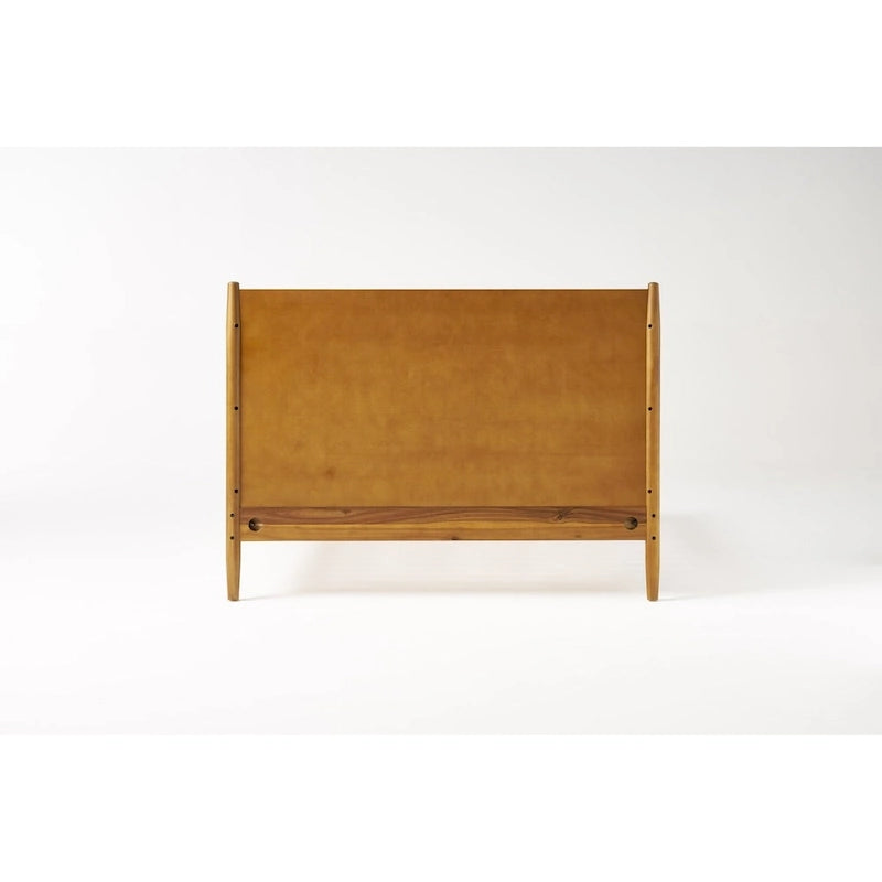 Letto matrimoniale king-size con piattaforma in legno di acacia con gambe oblique