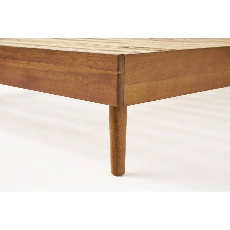 Letto matrimoniale king-size con piattaforma in legno di acacia con gambe oblique