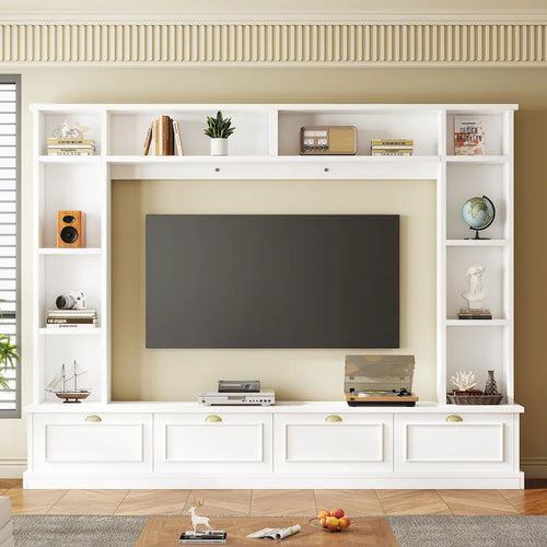 Mobile TV da 264 cm con librerie e armadietti, per TV fino a 78"