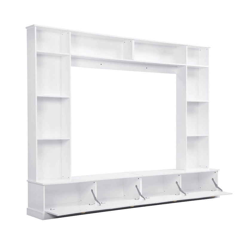 Mobile TV da 264 cm con librerie e armadietti, per TV fino a 78"