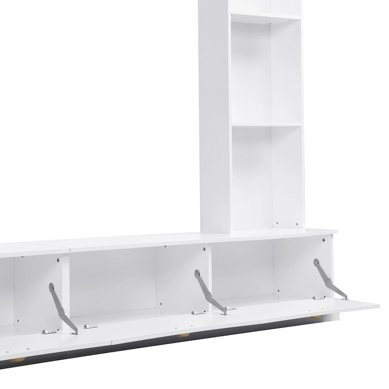 Mobile TV da 264 cm con librerie e armadietti, per TV fino a 78"