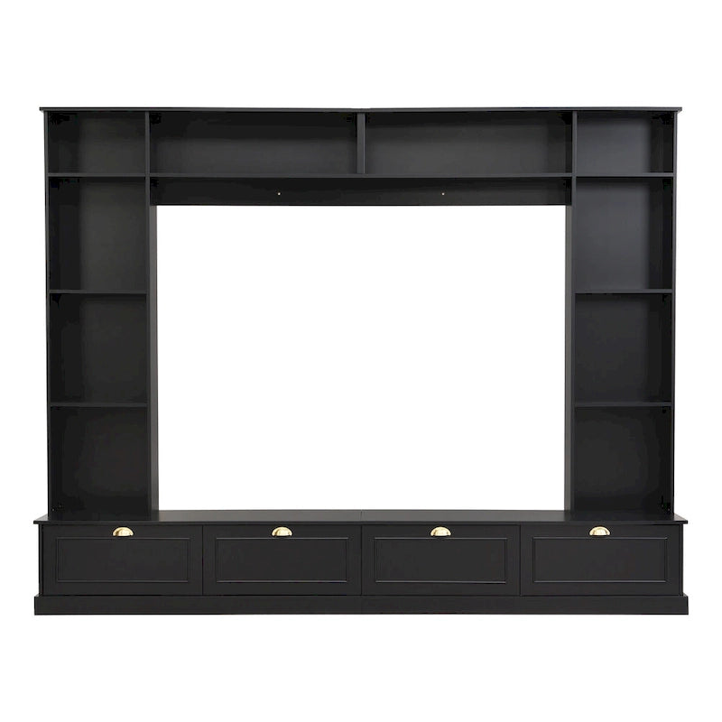 Mobile TV da 264 cm con librerie e armadietti, per TV fino a 78"